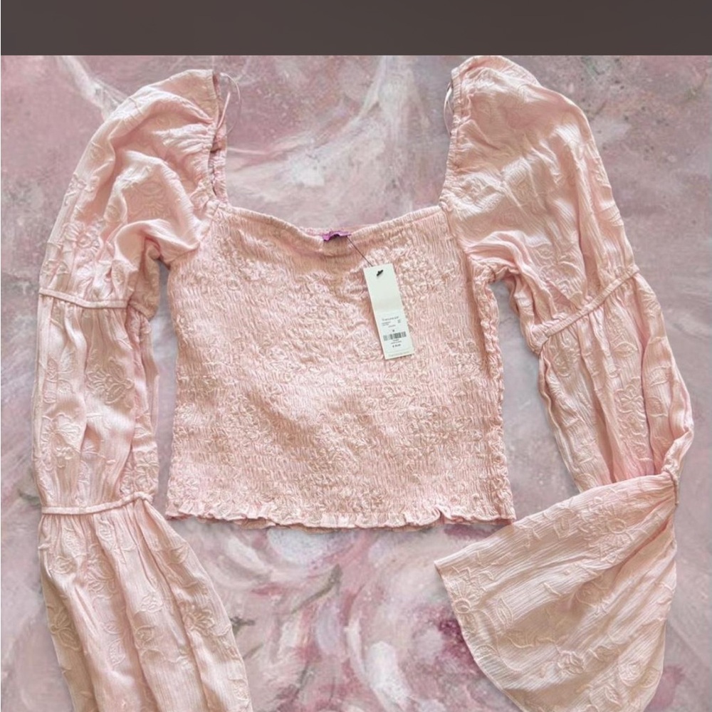 Francesca's Collections Pink Smocked Top